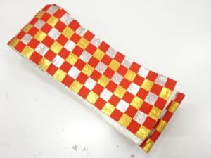 アンティーク　市松模様織り出し踊り用半幅帯（着用可）